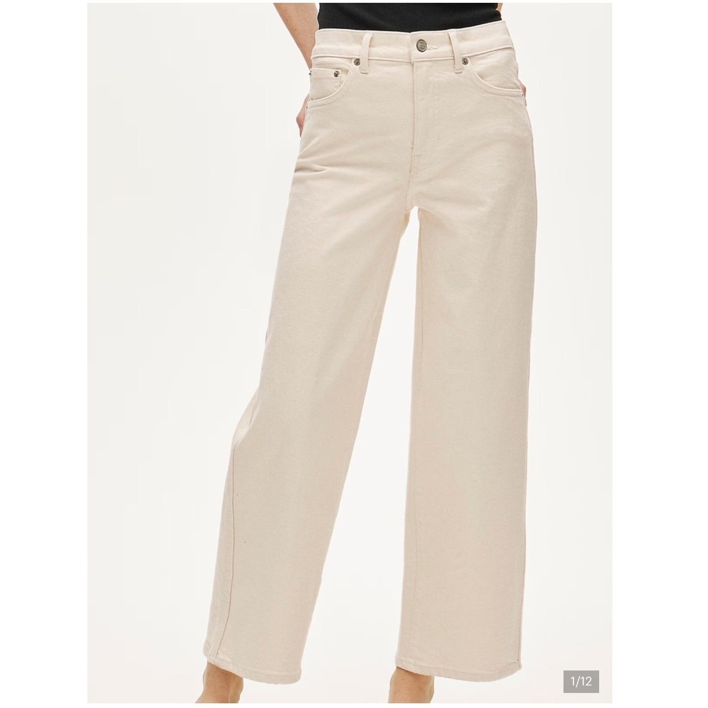 NEW J.Crew Womens  Everyday Wide-Leg Ankle Jeans 26P Off-White CR394 Preppy Fall